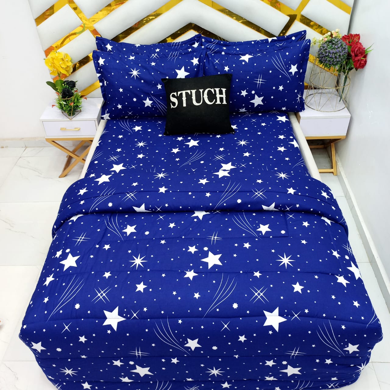 SIL146 DESIGNER BLUE LOUIS VUITTON 7/7 BEDSHEET - Stuch beddings