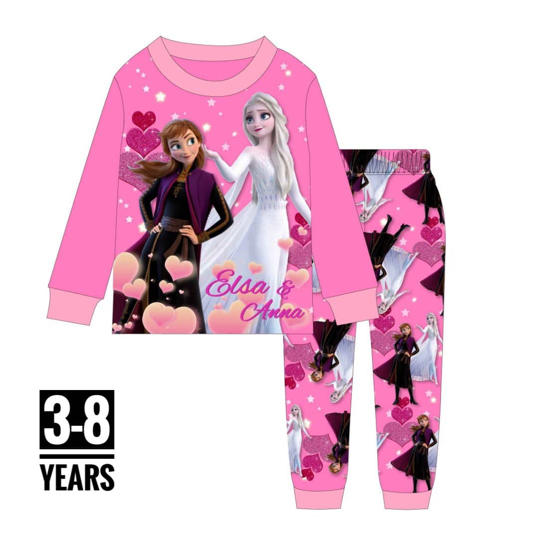 C-176 PINK ELSA AND ANNA AGE 7 PYJAMAS