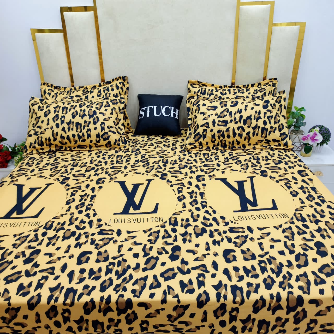 SALE] Louis Vuitton Brown Yellow Logo Premium Luxury Brand High-End Bedding  Set LV Home Decor
