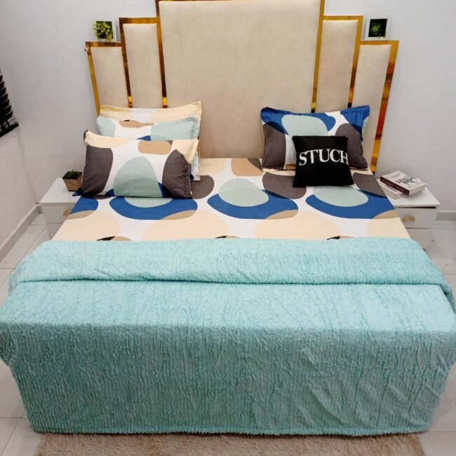 LINE TEAL FUR DUVET WITH 2 PILLOW CASE