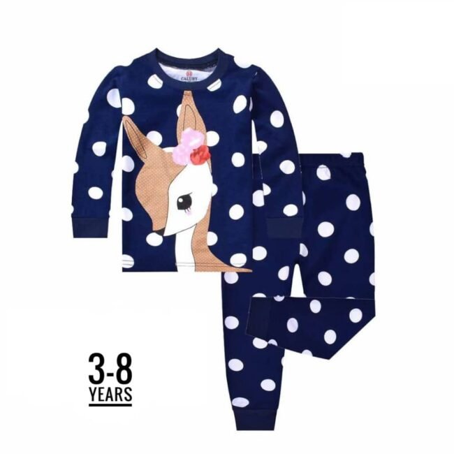A-097 NAVY BLUE POLKADA AGE 7 PYJAMAS