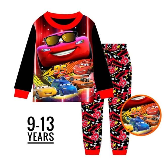 D-043F 95 RED LIGHTENNIG CAR AGE 13 PYJAMAS