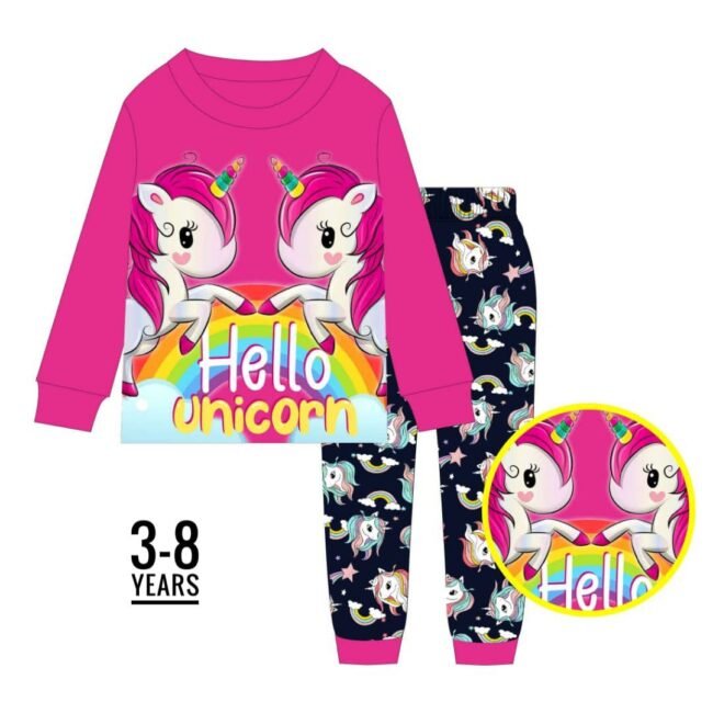 D-156 PINK AND BLACK UNICORN AGE 3 PYJAMAS