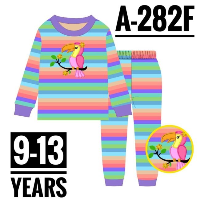 A-282F MULTI COLOUR STRIPES AGE 10 PYJAMAS