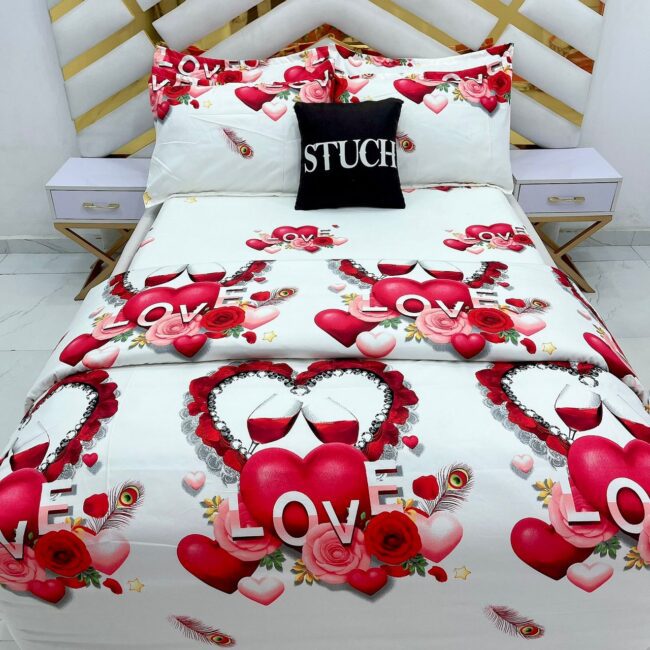 Img 20240210 Wa0096 - Sfl6 Love Wine Glasses 7/7 Bedsheet With Four Pillow Cases And Duvet Cover (No Fiber Inside)