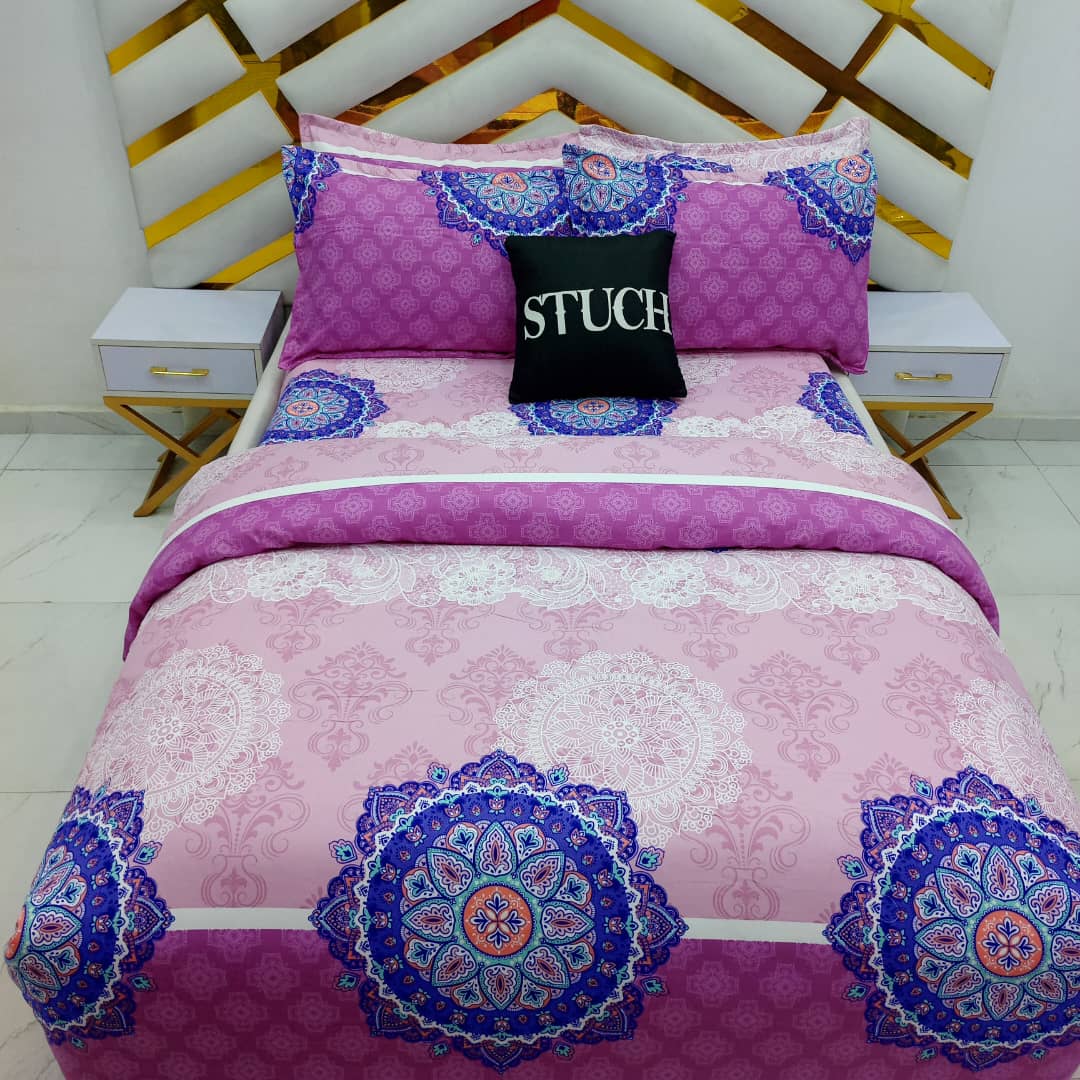 SGL7 PINK LACES 7/7 BEDSHEET WITH FOUR PILLOW CASE AND DUVET COVER