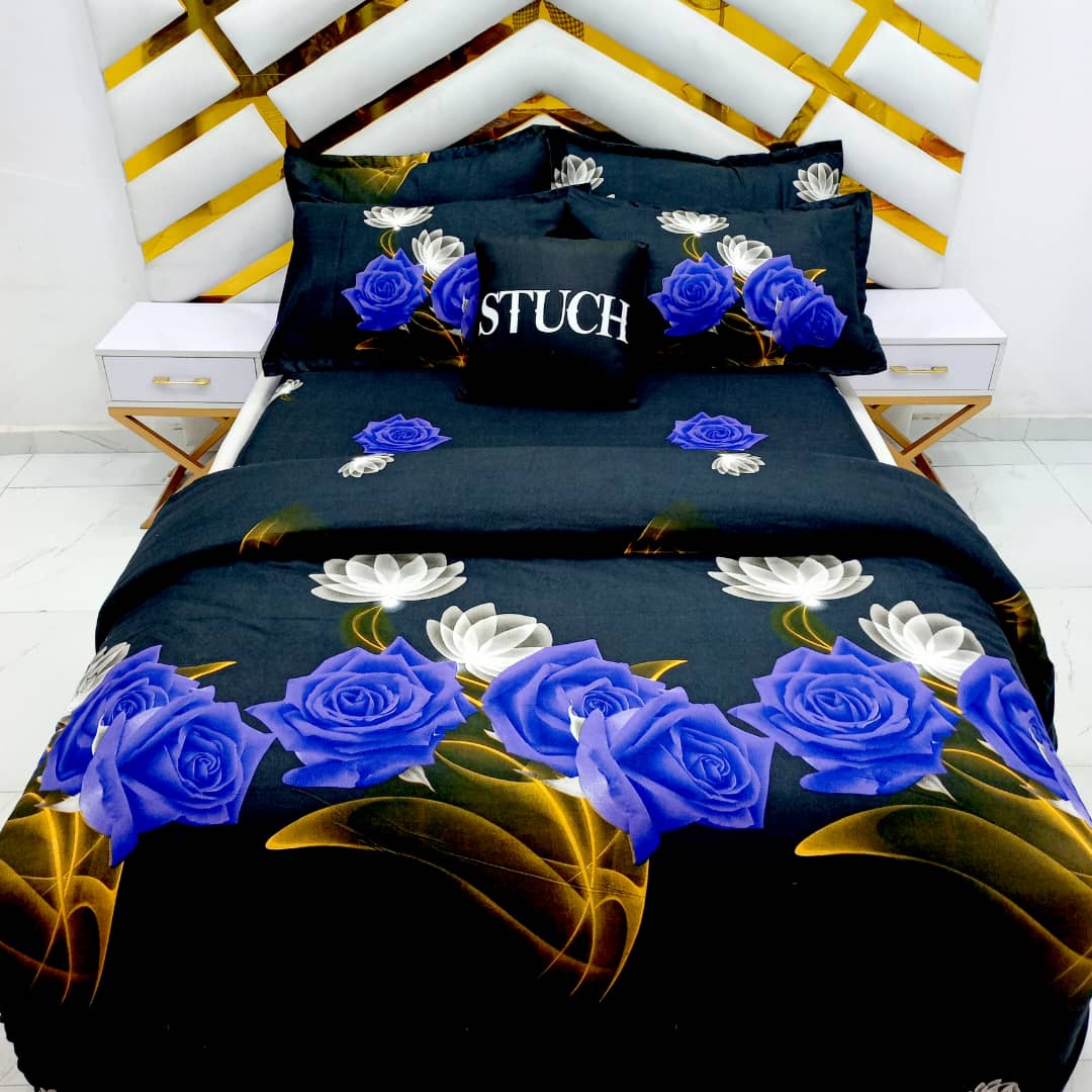 SIL9 LILAC ROSE 7/7 BEDSHEET WITH FOUR PILLLOW CASES AND DUVET COVER