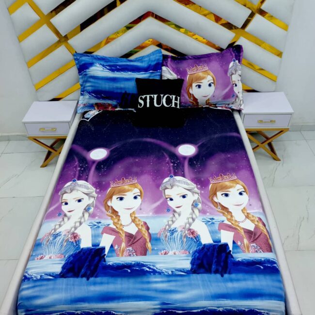 Img 20240216 Wa0001 - Purple Frozen 2 4/6 Bedsheet {With Two Pillow Cases}