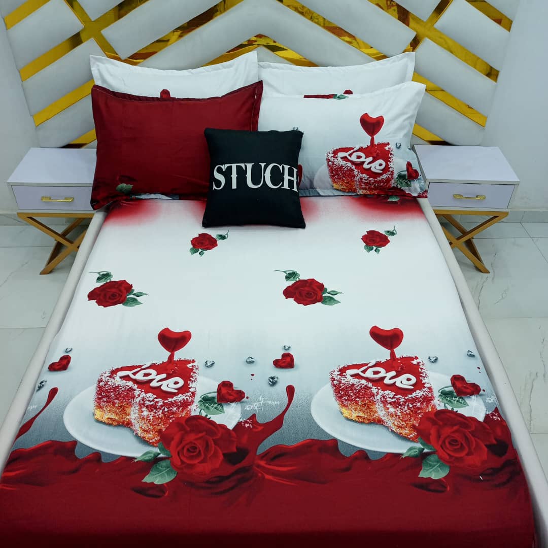 SBL2 CUPID LOVE 4/6 BEDSHEET {WITH TWO PILLOW CASES}