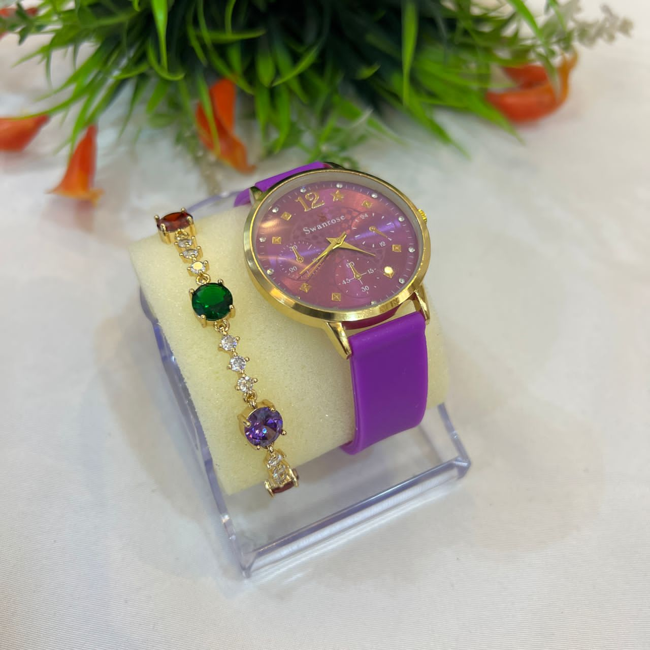 WRISTWATCH SET PURPLE SILICONE