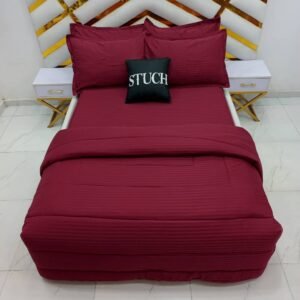 PLAIN STRIPE WINE 7/7 DUVET SET