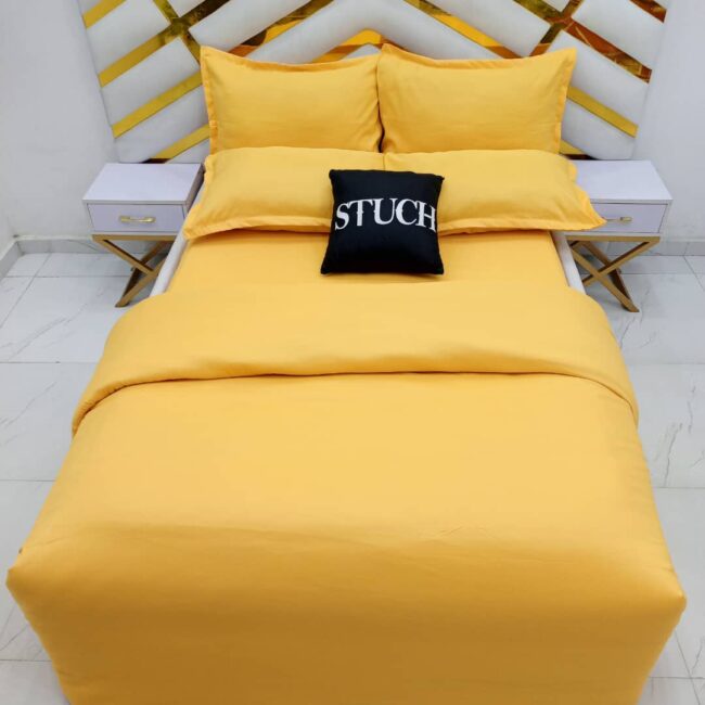Img 20240308 Wa0006 - Plain Yellow 7/7 Bedsheet With Four Pillow Cases And Duvet Cover