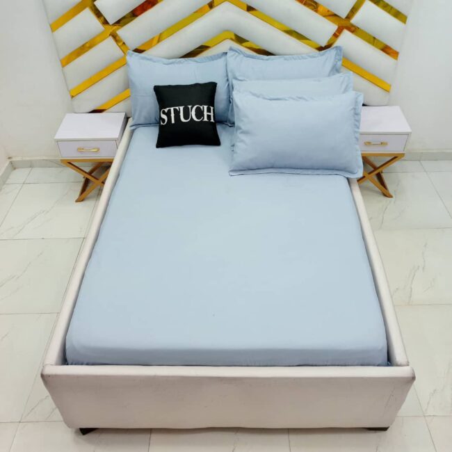 Img 20240308 Wa0019 - Plain Light Blue 4/6 Bedsheet {With Two Pillow Case}