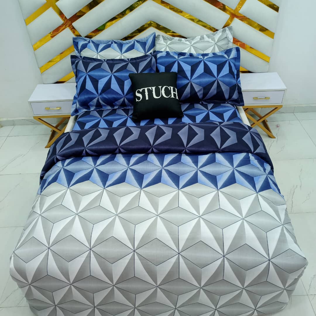 UEL1 BLUE DIAMOND 7/7 BEDSHEET WITH FOUR PILLOW CASES AND DUVET COVER