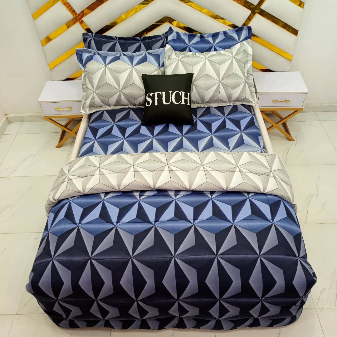 BLUE DIAMOND 7/7 BEDSHEET WITH FOUR PILLOWCASES AND DUVET COVER