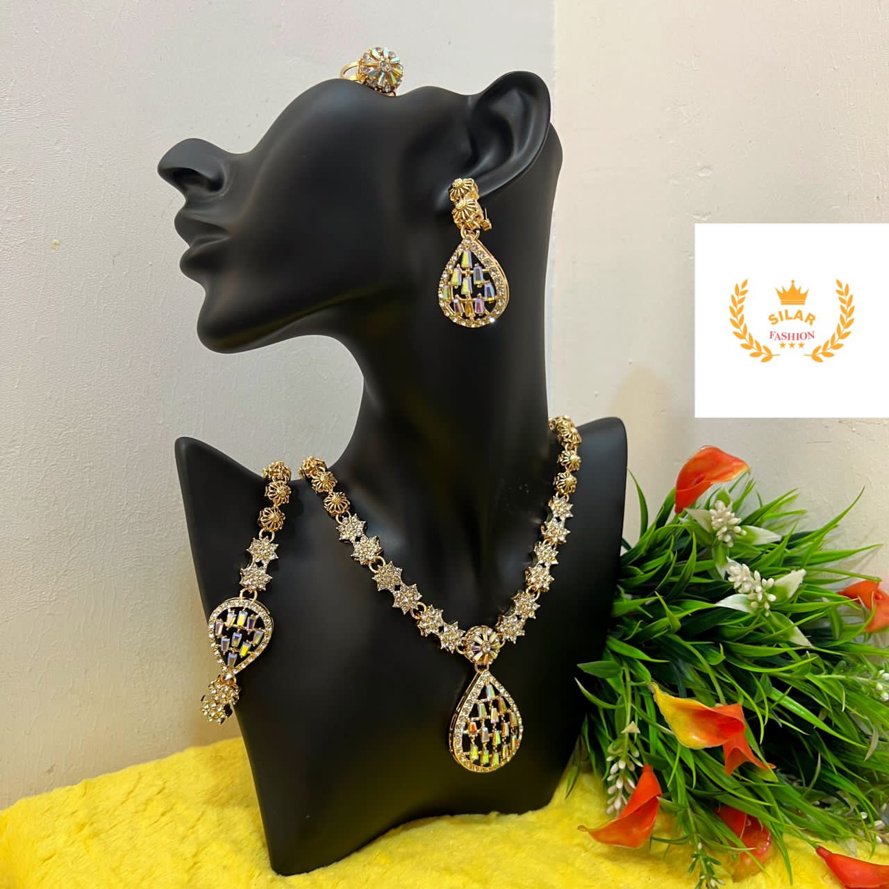 Vee necklace set (necklace, bracelet, ring, earrings)
