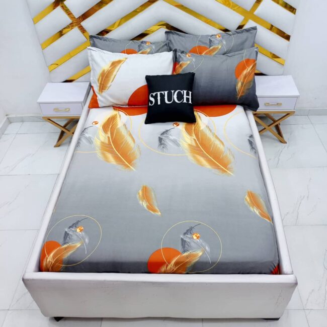 Img 20240411 Wa0036 - Ash Golden Leaves 7/7 Bedsheet With Four Pillow Cases And Duvet Cover