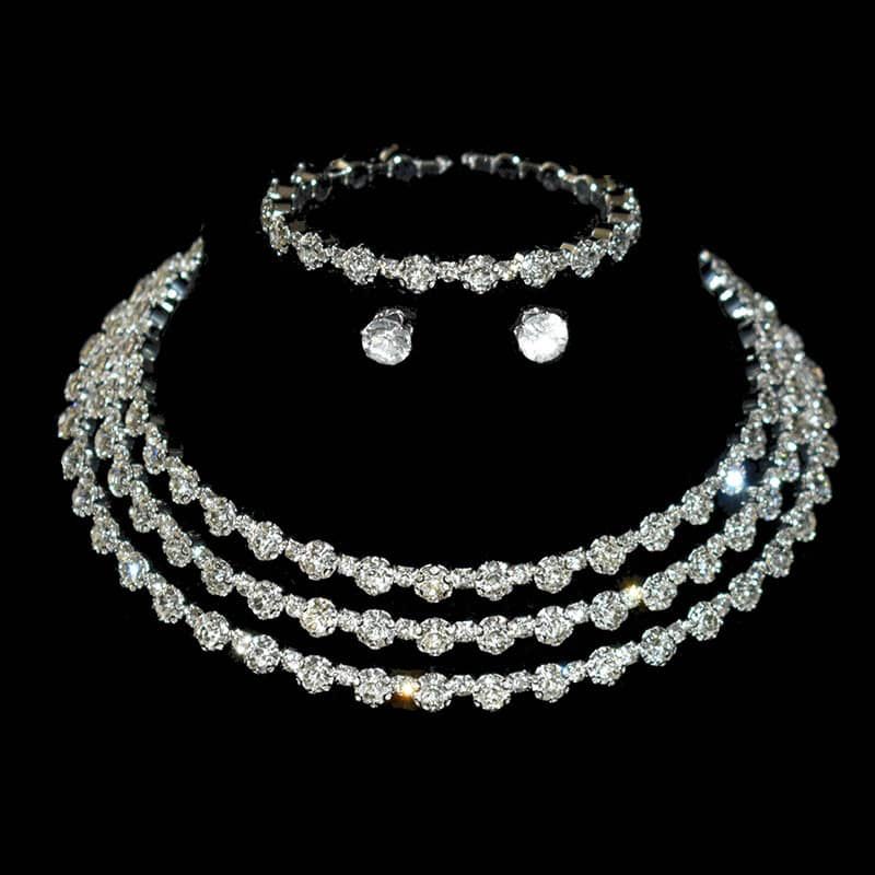 Alora silver necklace set (necklace, bracelet, earrings)
