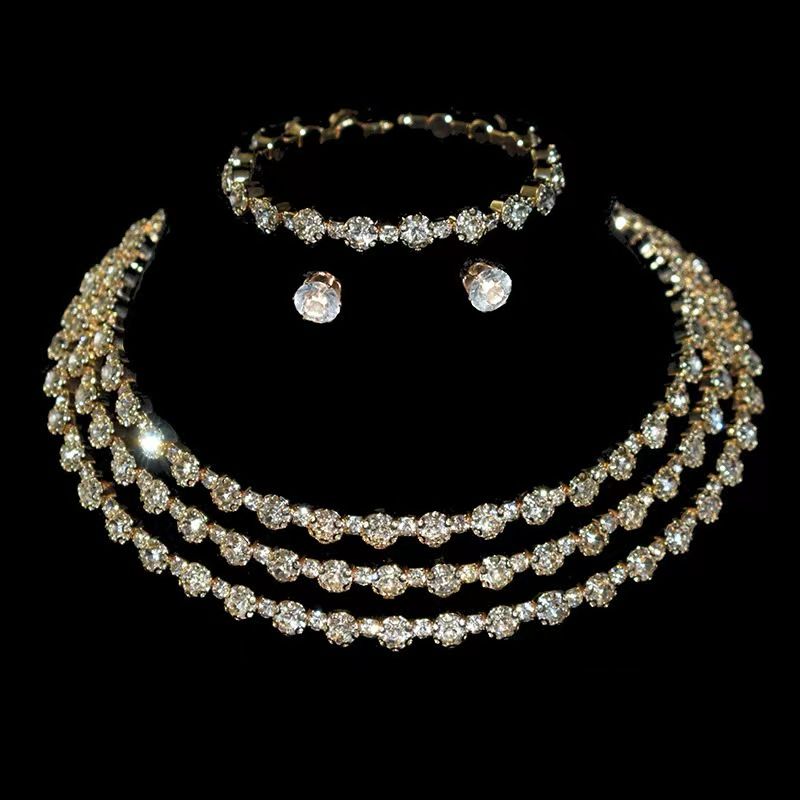 Alora gold necklace set (necklace, bracelet, earrings)