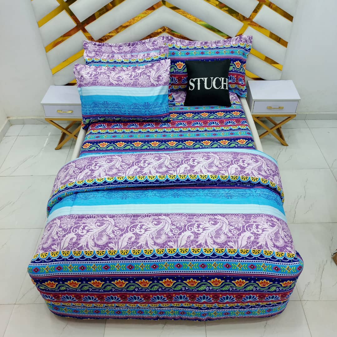 MULTICOLOR COUTURE 7/7 BEDSHEET WITH FOUR PILLOW CASES AND DUVET COVER (NO FIBER INSIDE)