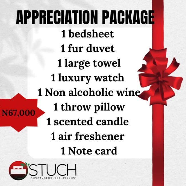 Img 20240509 Wa0012 - Appreciation Package (2 Bedsheet,1 Fur Duvet1 Non Alcoholic Win,2 Large Towel,1 Luxury Watch,1 Throw Pillow,1 Scented Candle ,1 Air Freshener,1 Note Card)