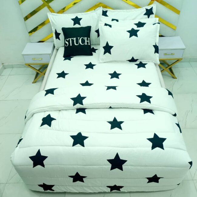 Img 20240611 Wa0029 - Skl2 White Star 7/7 Bedsheet With Four Pillow Cases And Duvet Cover (No Fiber Inside)