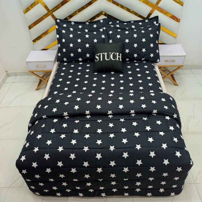 Img 20240611 Wa0032 - All Black Star 7/7 Bedsheet With Four Pillow Cases And Duvet Cover (No Fiber Inside)