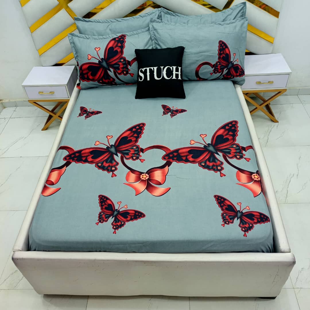 ASH RED BUTTERFLY EXTRALARGE BEDSHEET
