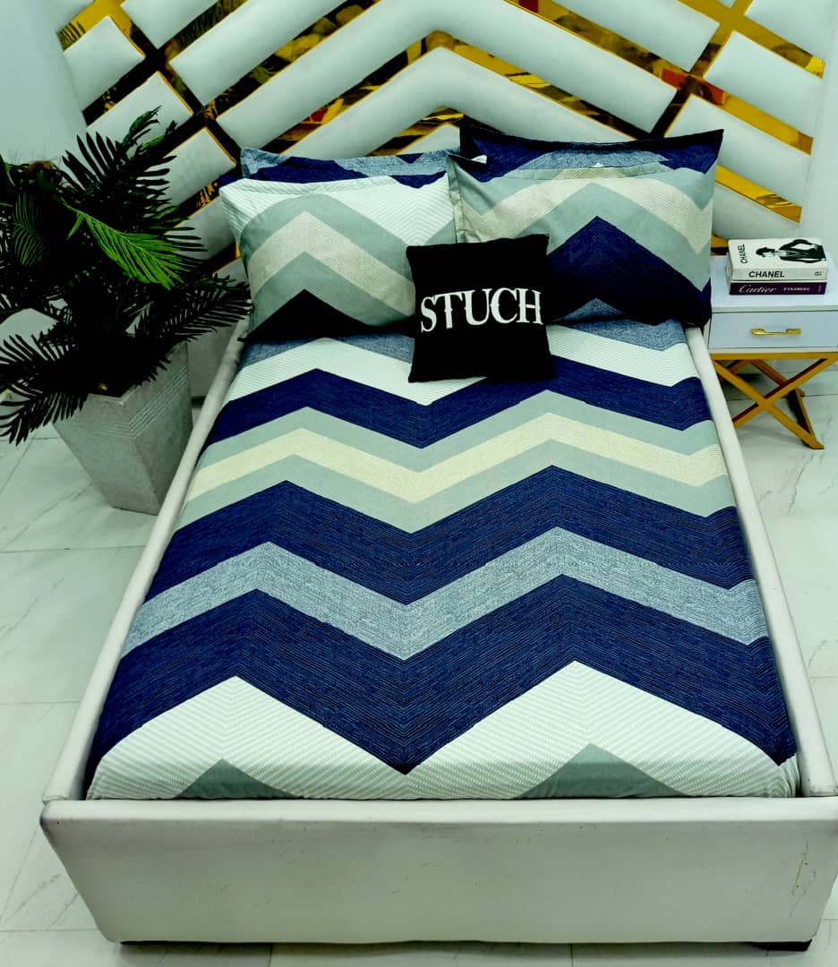 NAVY ZIG  EXTRALARGE BEDSHEET