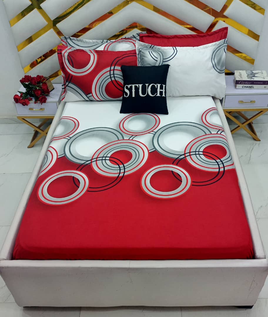 SLL3 RED WHITE CIRCLE  4/6 BEDSHEET