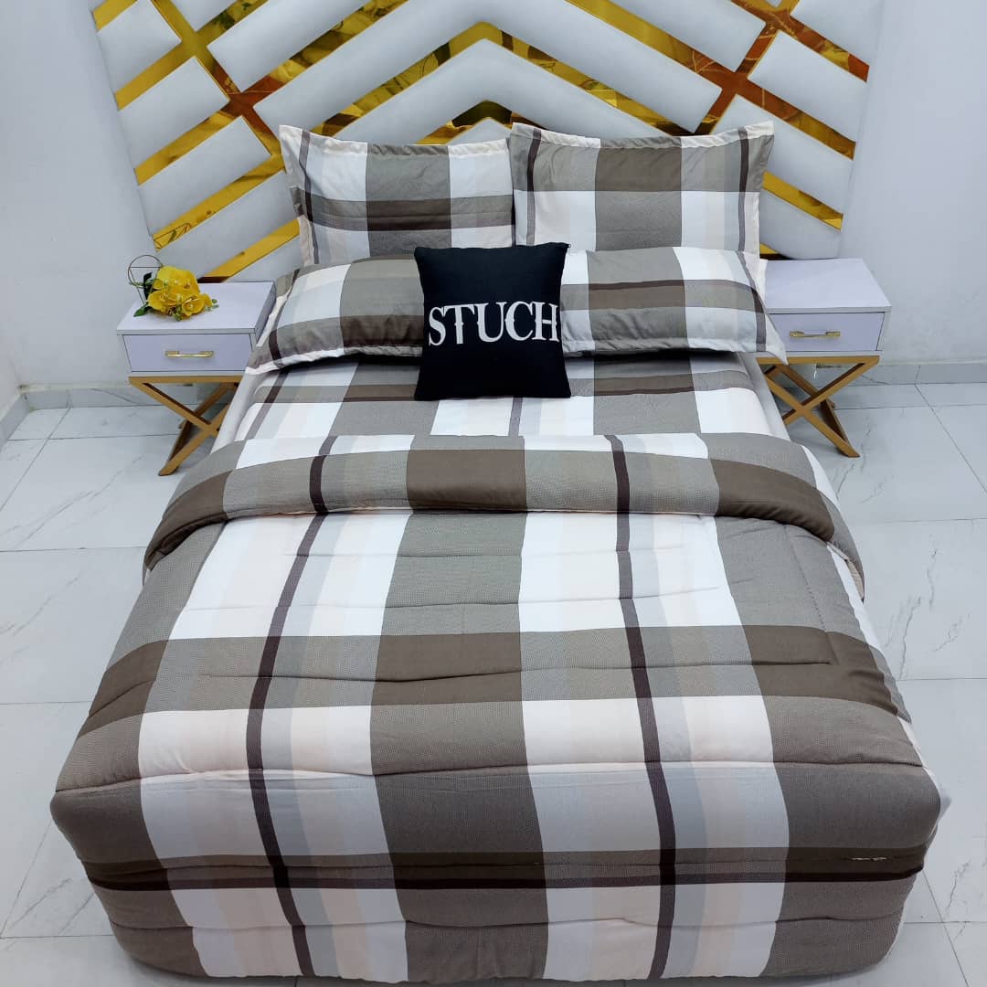 BROWN PLAID 7/7 DUVET SET D