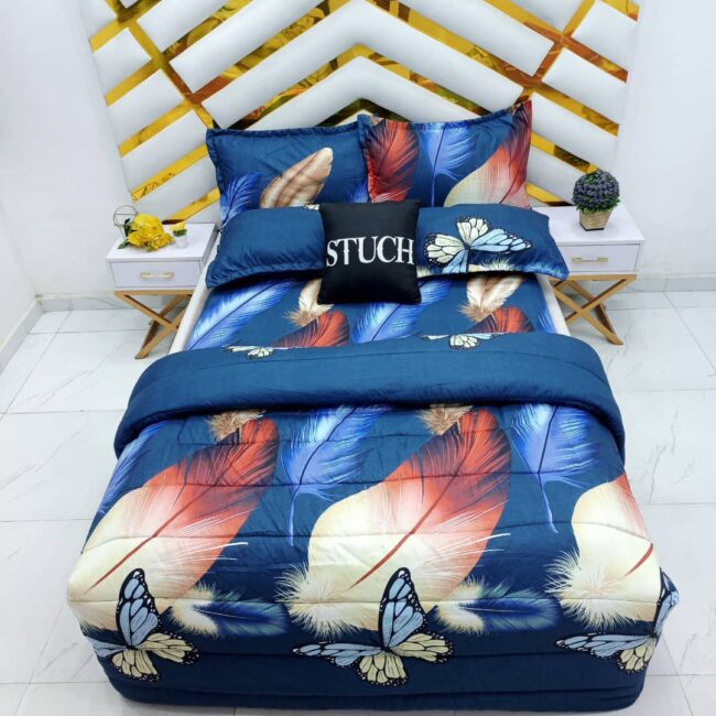 Img 20240826 Wa0010 - Blue Magic Feath 7/7 Bedsheet With Four Pillow Cases And Duvet Cover (No Fiber Inside)