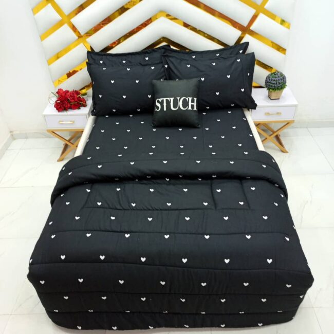 Img 20240826 Wa0018 - Black Love 7/7 Bedsheet With Four Pillow Cases And Duvet Cover (No Fiber Inside)