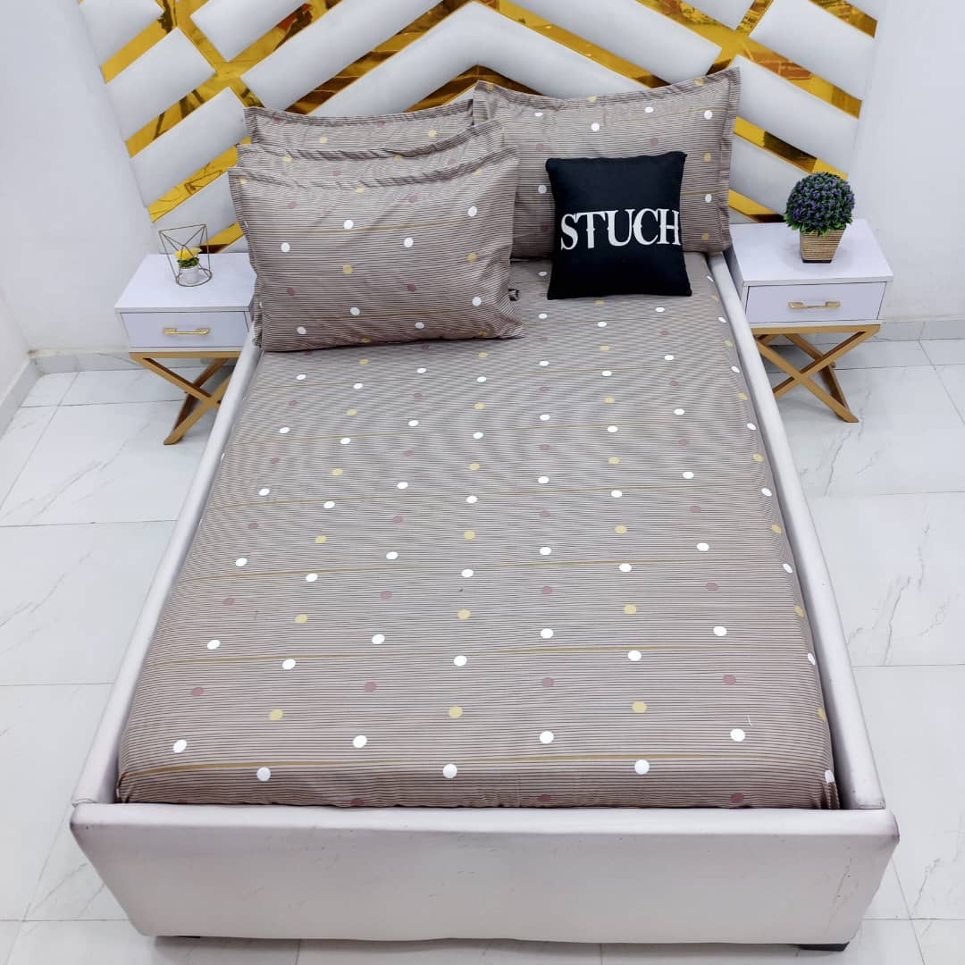 BROWN POLKA EXTRALARGE  BEDSHEET