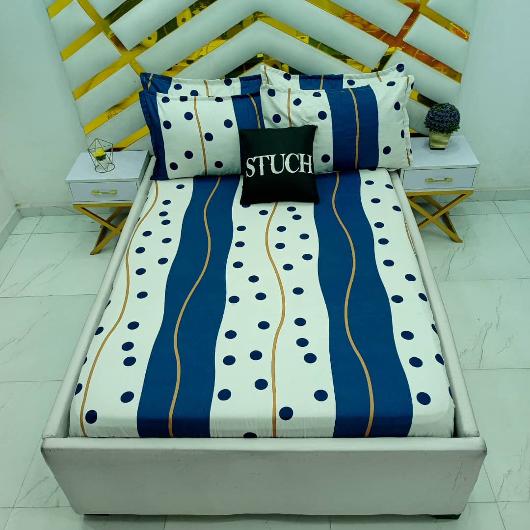 BLUE POLKA LINE EXTRALARGE BEDSHEET