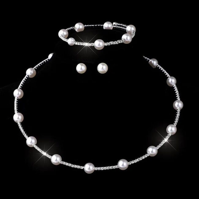 Img 20240903 Wa0006 - Siver Single Pearl Choker Necklace Set (Necklace, Bracelet, Earrings)