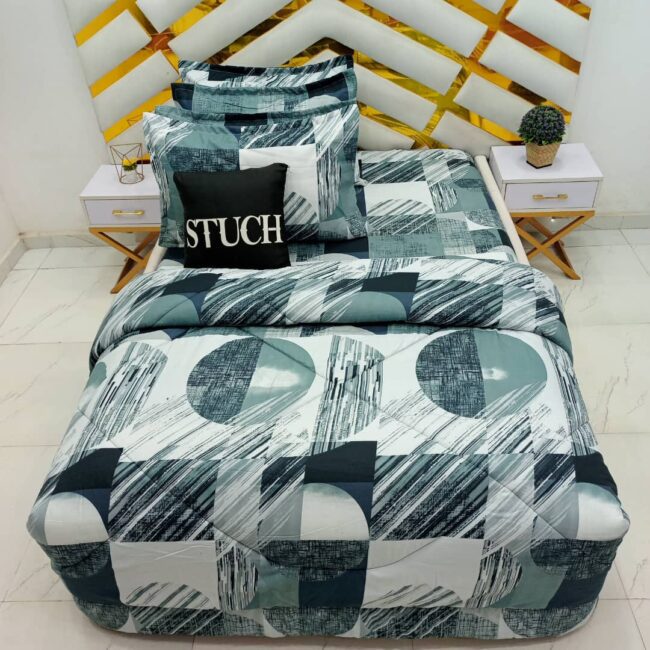 Img 20240911 Wa0025 - Dark Raindash 7/7 Bedsheet With Four Pillow Cases And Duvet Cover (No Fiber Inside)