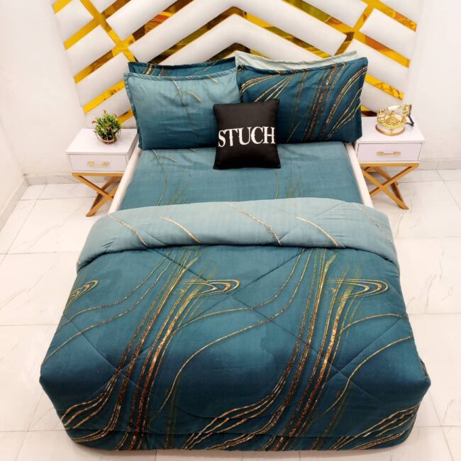 Img 20241009 Wa0012 - Green Stroke 7/7 Bedsheet With Four Pillow Cases And Duvet Cover (No Fiber Inside)