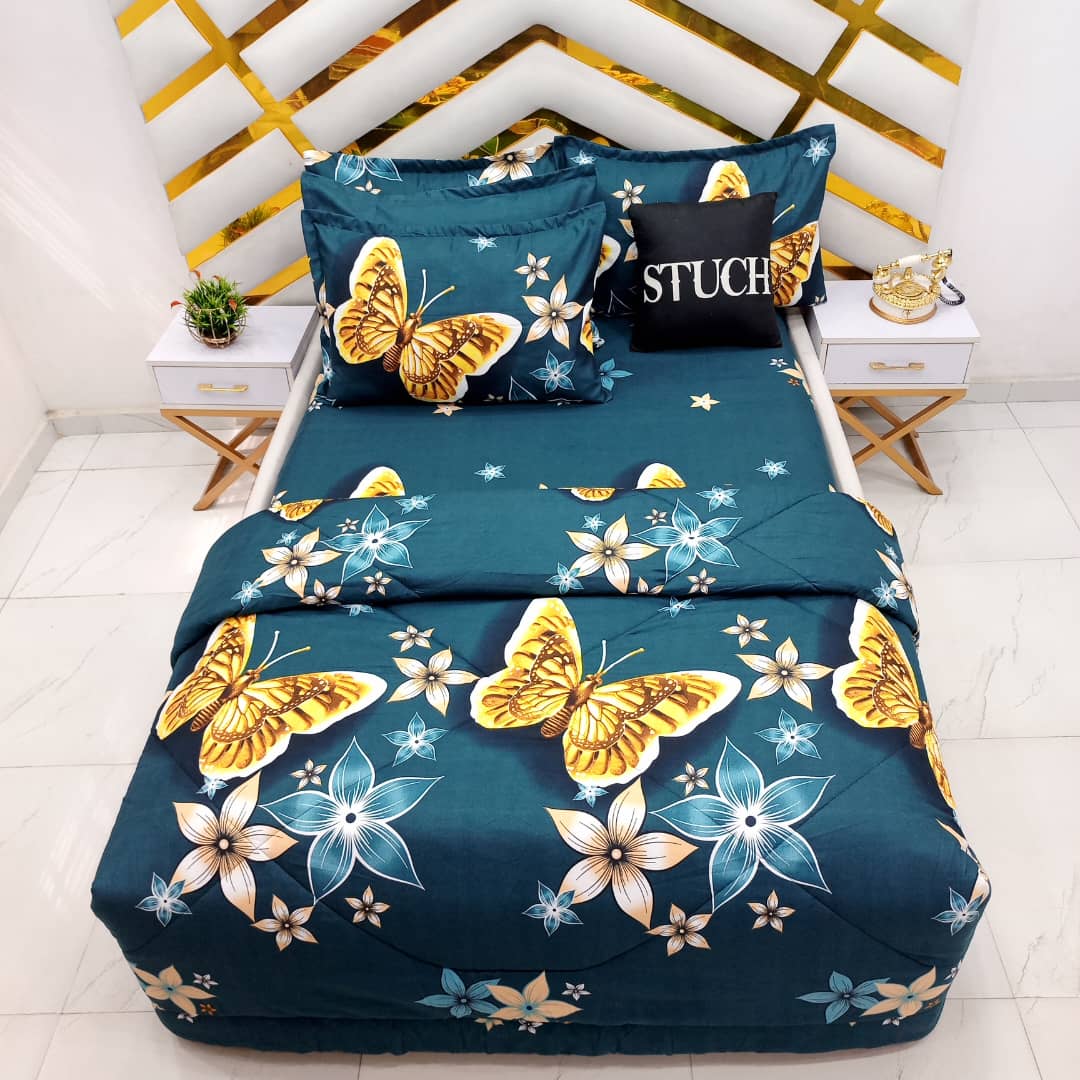 TEAL SHINNING BUTTERFLY 7/7 DUVET SET D