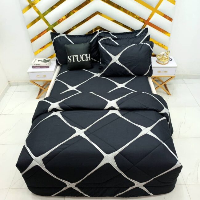 Img 20241010 Wa0018 - Black Crossoine 7/7 Bedsheet With Four Pillow Cases And Duvet Cover (No Fiber Inside)