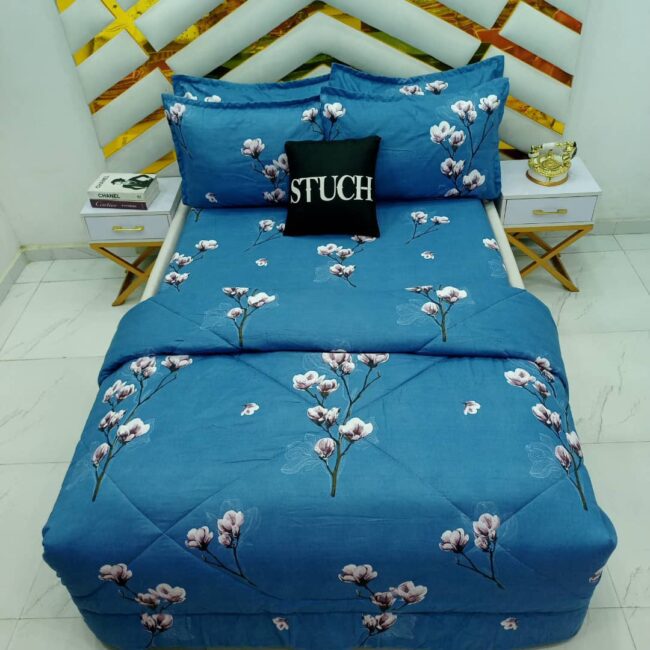 Img 20241017 Wa0024 - Blue Flower 7/7 Bedsheet With Four Pillow Cases And Duvet Cover (No Fiber Inside)