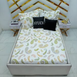 100% EGYPTIAN COTTON WHITE PAISLEY 7/7 BEDSHEET