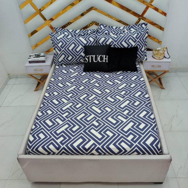 Img 20241108 Wa0024 - 100% Egyptian Cotton Navy Maze 4/6 Bedsheet (Preorder 2-3Days)