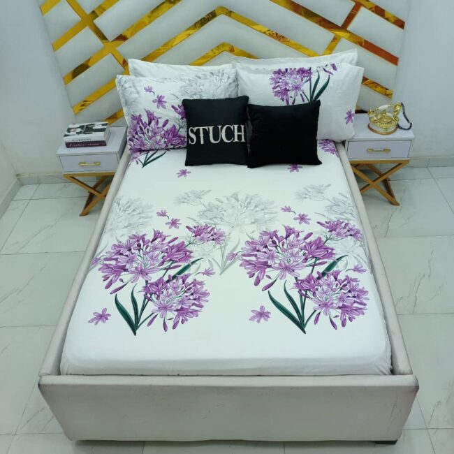 Img 20241108 Wa0026 - 100% Egyptian Cotton Purple Aster 4/6 Bedsheet (Preorder 2-3Days)