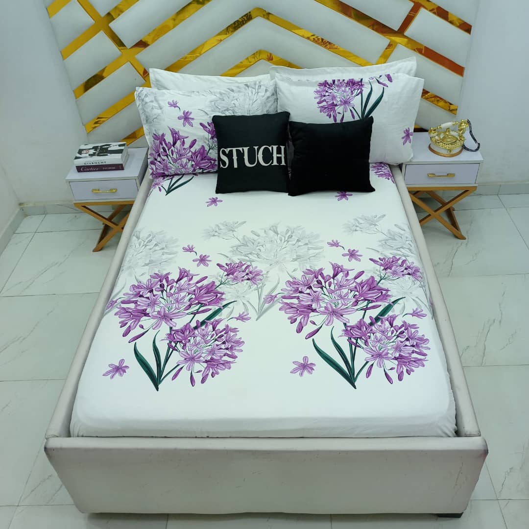 100% EGYPTIAN COTTON PURPLE ASTER 7/7 BEDSHEET