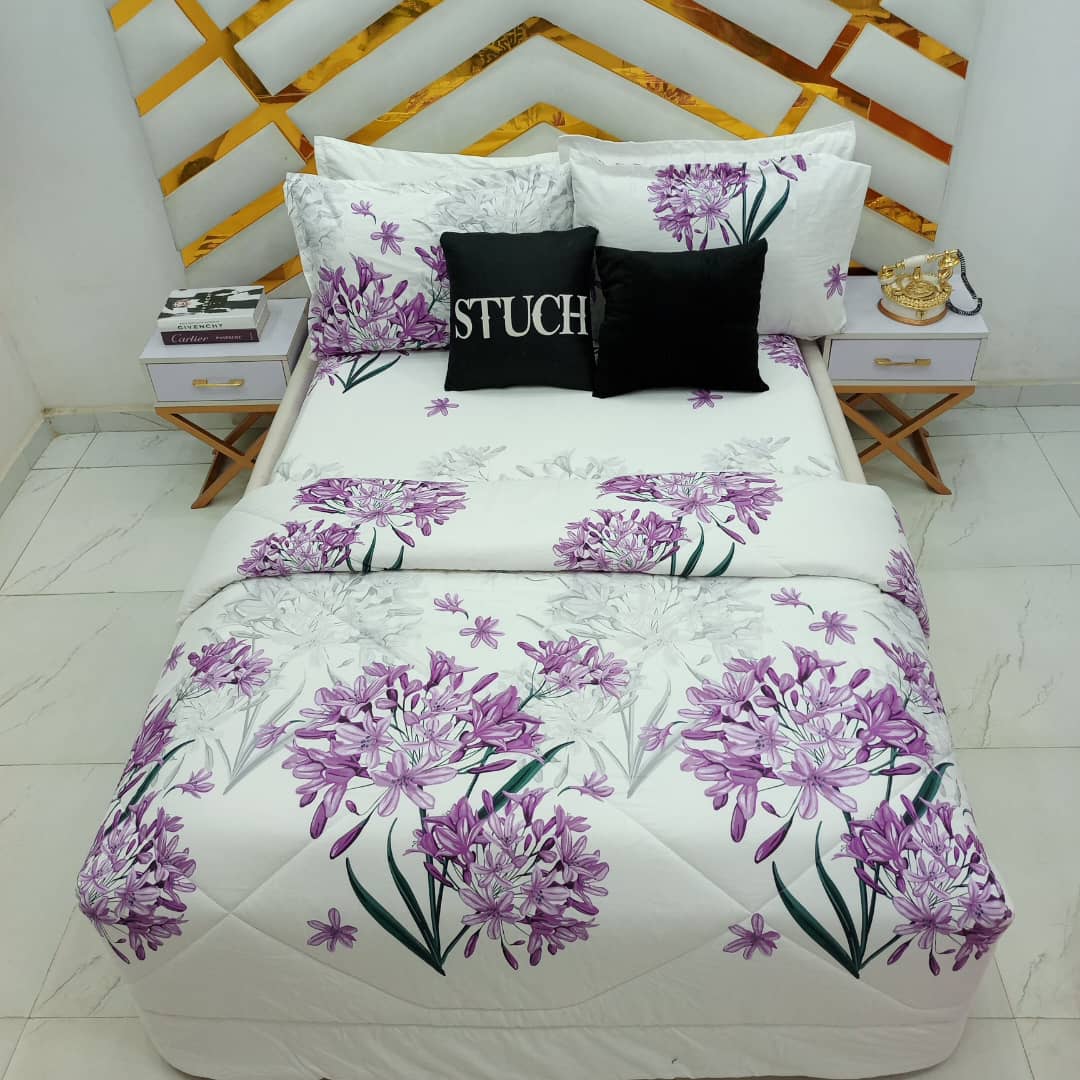 100% EGYPTIAN COTTON PURPLE ASTER 7/7 DUVET SET