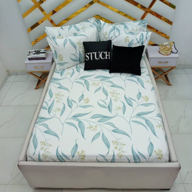 Img 20241108 Wa0029 - 100% Egyptian Cotton White Fern 4/6 Bedsheet (Preorder 2-3Days)