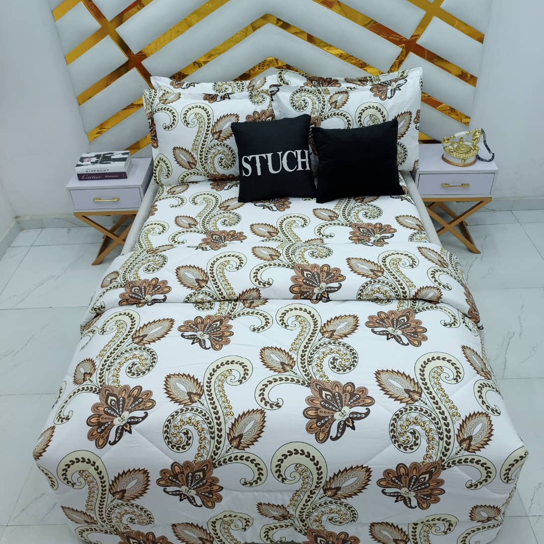 100% EGYPTIAN COTTON WHITE SWIRL 7/7 DUVET SET