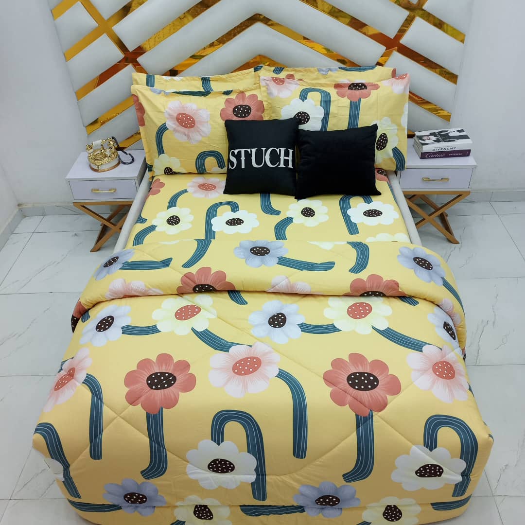 100% EGYPTIAN COTTON YELLOW PETAL 7/7 DUVET SET