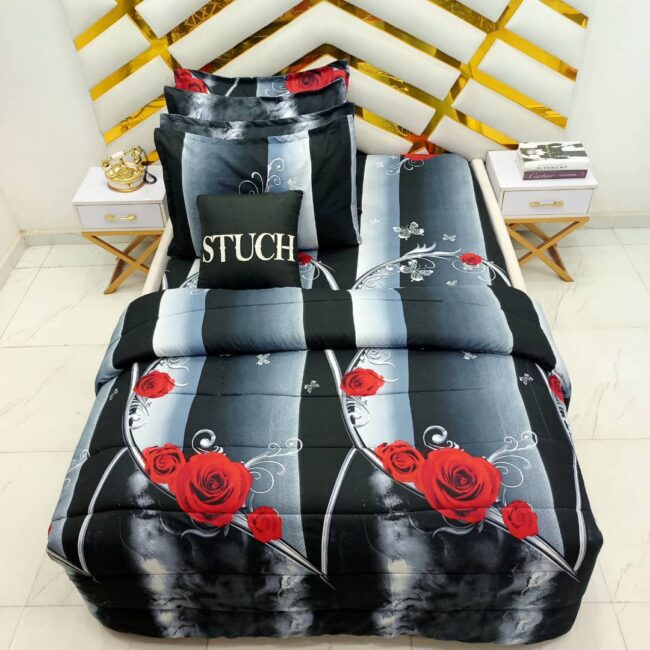 Img 20241129 Wa0038 - Frame Rose 7/7 Bedsheet With Four Pillow Cases And Duvet Cover (No Fiber Inside)